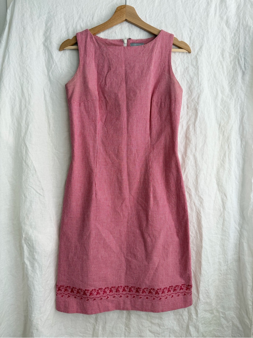 COLLECTION BY CHEROKEE Sleeveless Dress Women's White Pink Check Floral Small